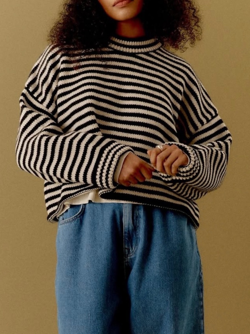 Beyond Nine Coco Jumper - Black and Ivory Stripe